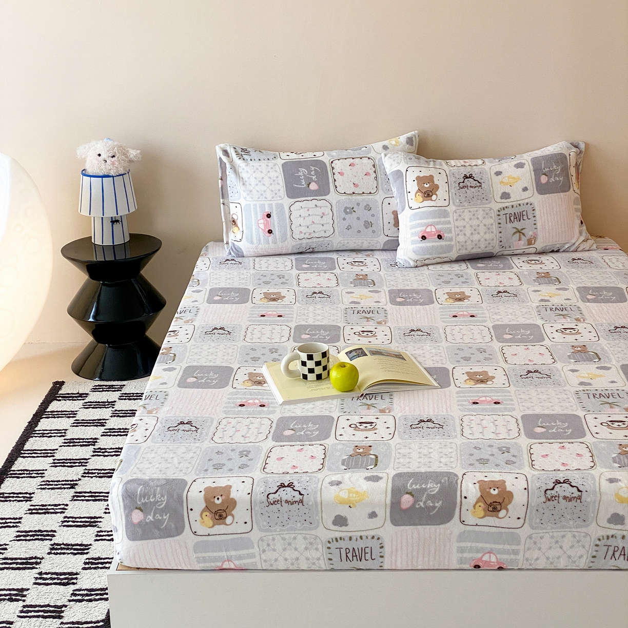 91家纺网 家纺一手货源 找家纺 （总）时光里 2025新款230克全消光印花牛奶绒系列单床笠