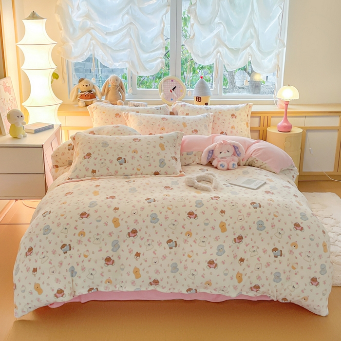 91家纺网 家纺一手货源 找家纺 仟网汇 2025新款双面牛奶绒四件套 小修狗