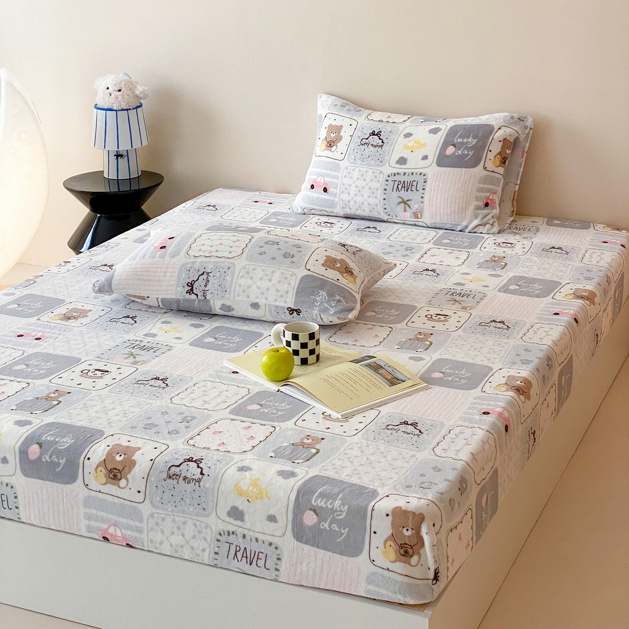 91家纺网 家纺一手货源 找家纺 （总）时光里 2025新款230克全消光印花牛奶绒系列单床笠