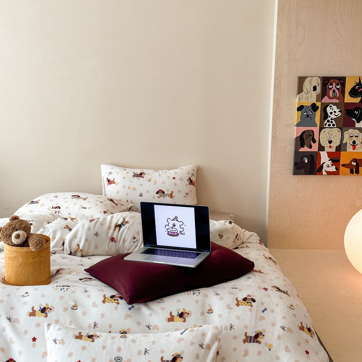 91家纺网 家纺一手货源 找家纺 时光里 2025新款230克全消光印花10色专版花型四件套 开心腊肠