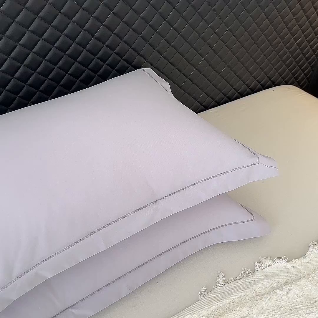 91家纺网 家纺一手货源 找家纺 宝时兰 2025新款加厚100%全棉枕套单品磨毛纯棉单件（带一字绣工艺） 丁香紫