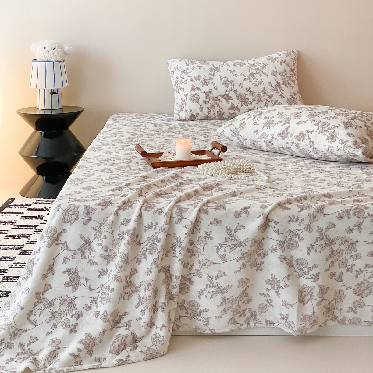 91家纺网 家纺一手货源 找家纺 （总）时光里 2025新款230克全消光印花牛奶绒系列单床单