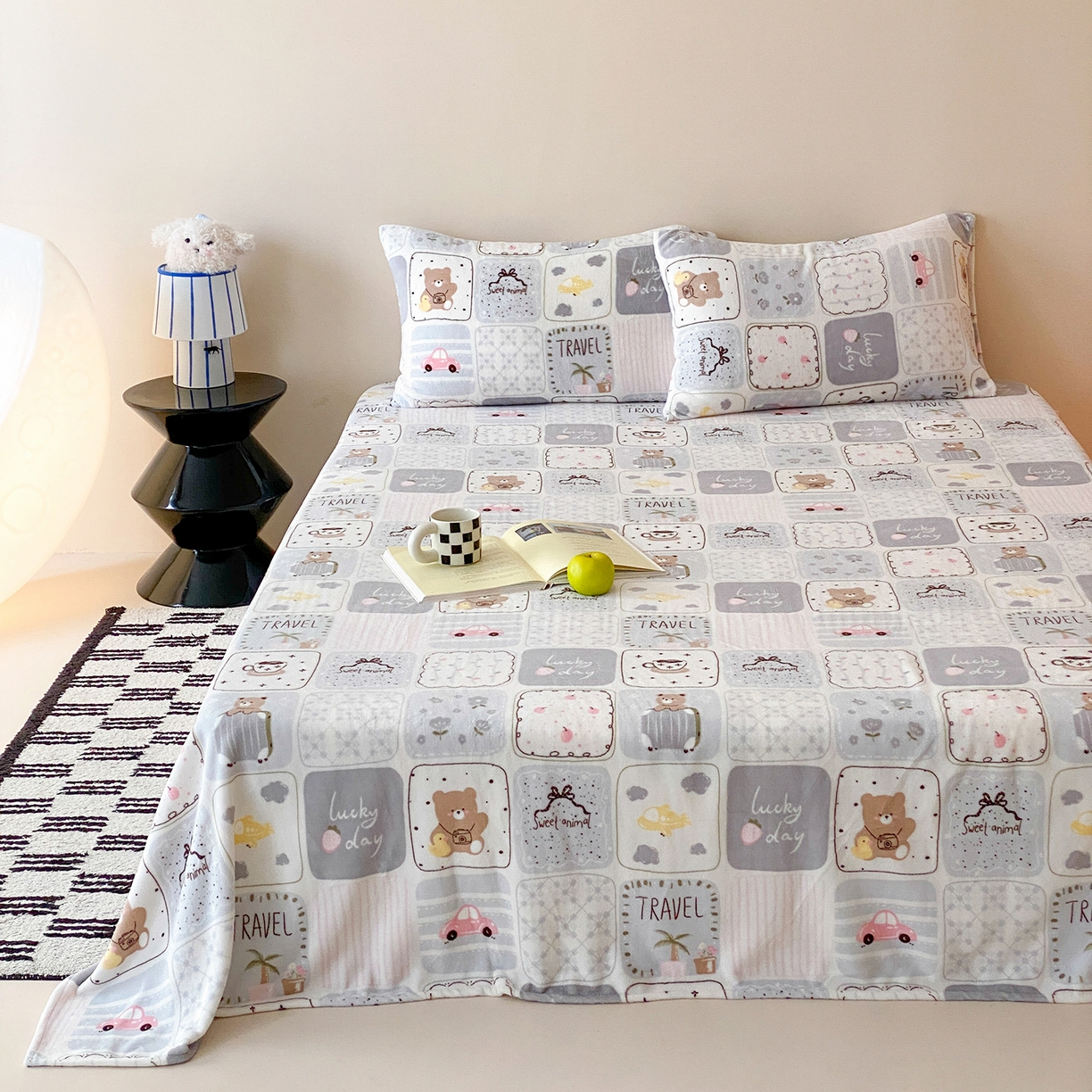 91家纺网 家纺一手货源 找家纺 （总）时光里 2025新款230克全消光印花牛奶绒系列单床单