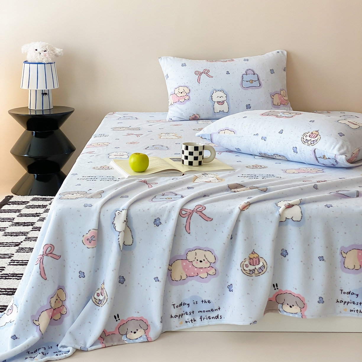 91家纺网 家纺一手货源 找家纺 （总）时光里 2025新款230克全消光印花牛奶绒系列单床单