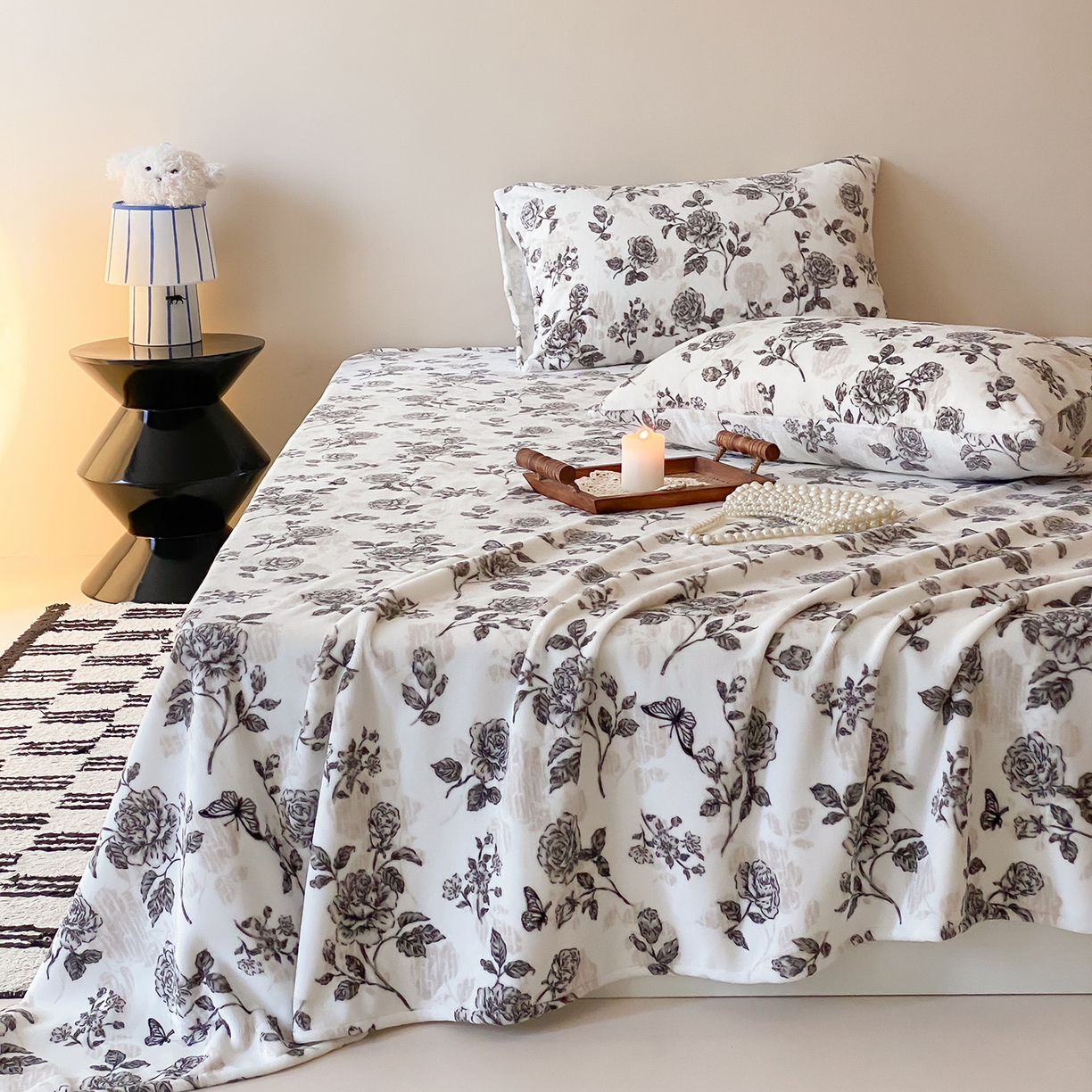 91家纺网 家纺一手货源 找家纺 （总）时光里 2025新款230克全消光印花牛奶绒系列单床单