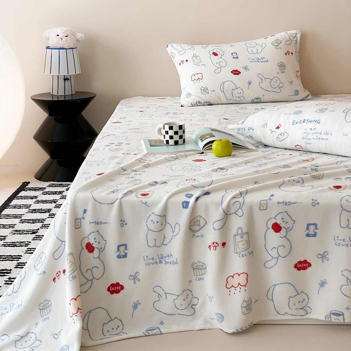 91家纺网 家纺一手货源 找家纺 （总）时光里 2025新款230克全消光印花牛奶绒系列单床单