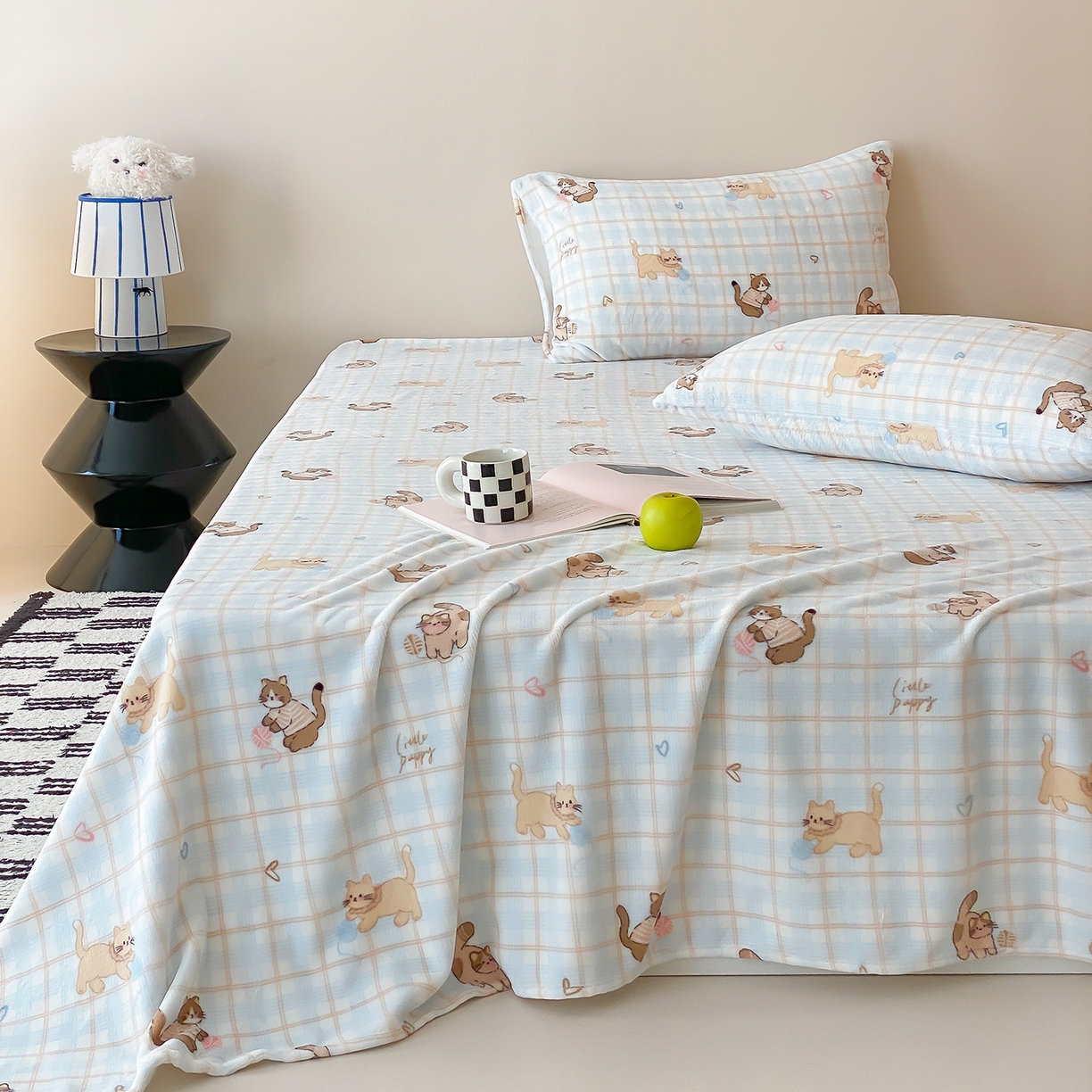 91家纺网 家纺一手货源 找家纺 （总）时光里 2025新款230克全消光印花牛奶绒系列单床单