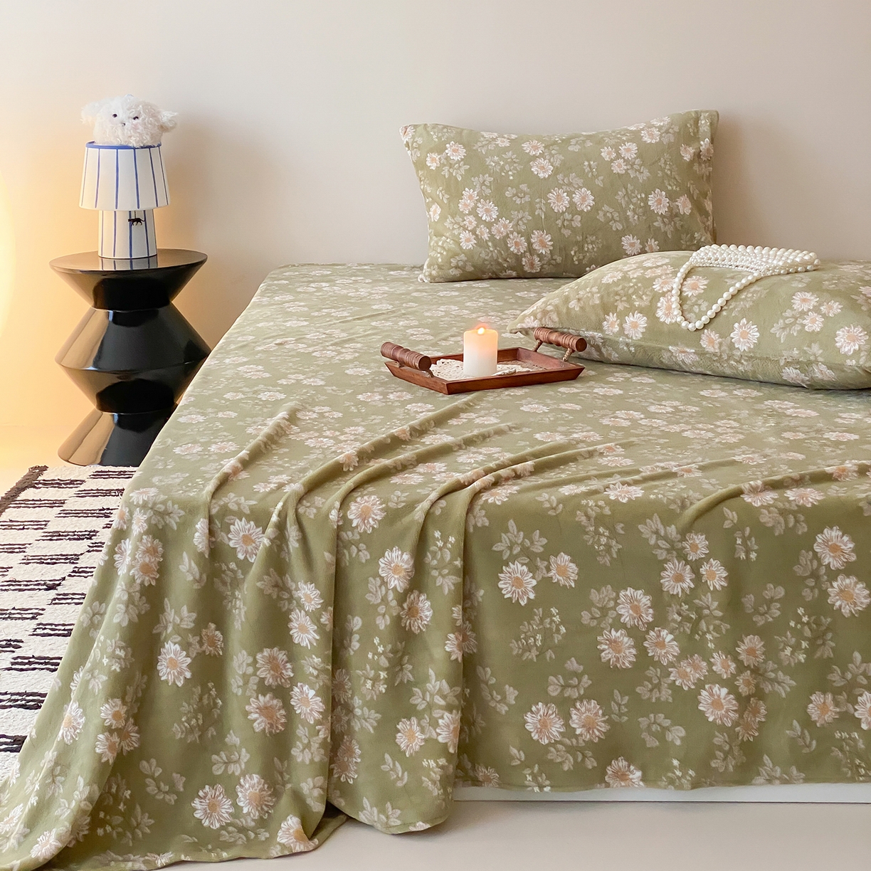 91家纺网 家纺一手货源 找家纺 （总）时光里 2025新款230克全消光印花牛奶绒系列单床单