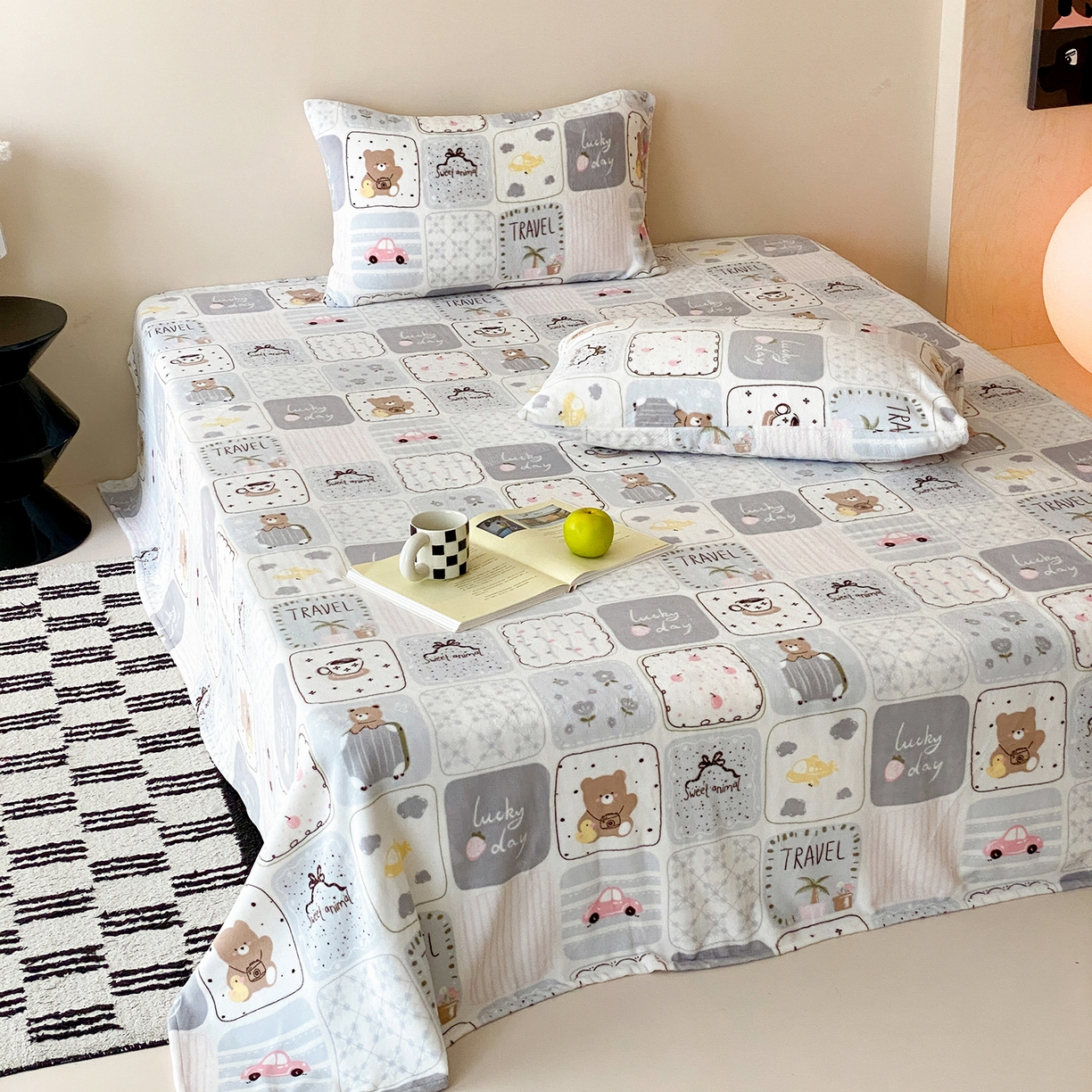 91家纺网 家纺一手货源 找家纺 （总）时光里 2025新款230克全消光印花牛奶绒系列单床单