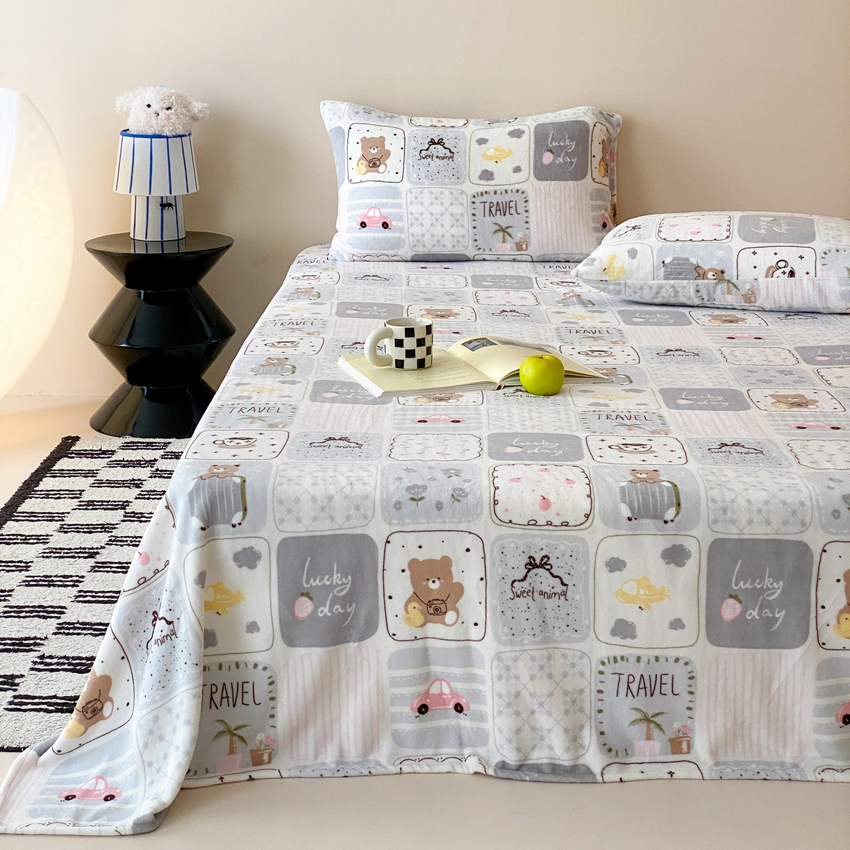 91家纺网 家纺一手货源 找家纺 （总）时光里 2025新款230克全消光印花牛奶绒系列单床单