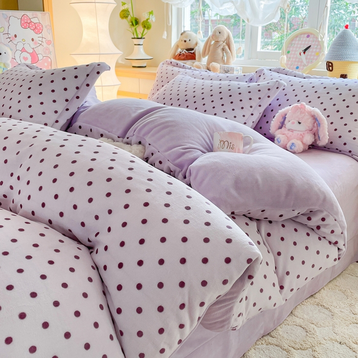 仟网汇 2025新款双面牛奶绒四件套 紫啵啵