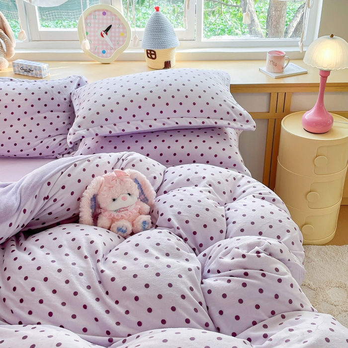 91家纺网 家纺一手货源 找家纺 仟网汇 2025新款双面牛奶绒四件套 紫啵啵