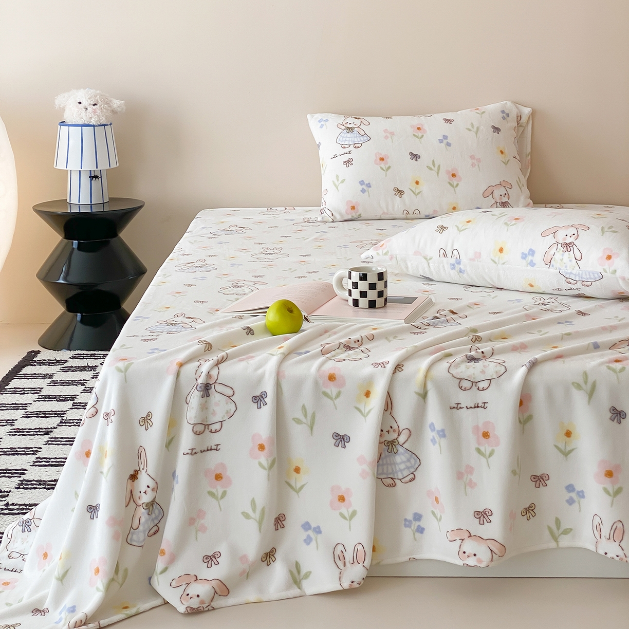 91家纺网 家纺一手货源 找家纺 （总）时光里 2025新款230克全消光印花牛奶绒系列单床单