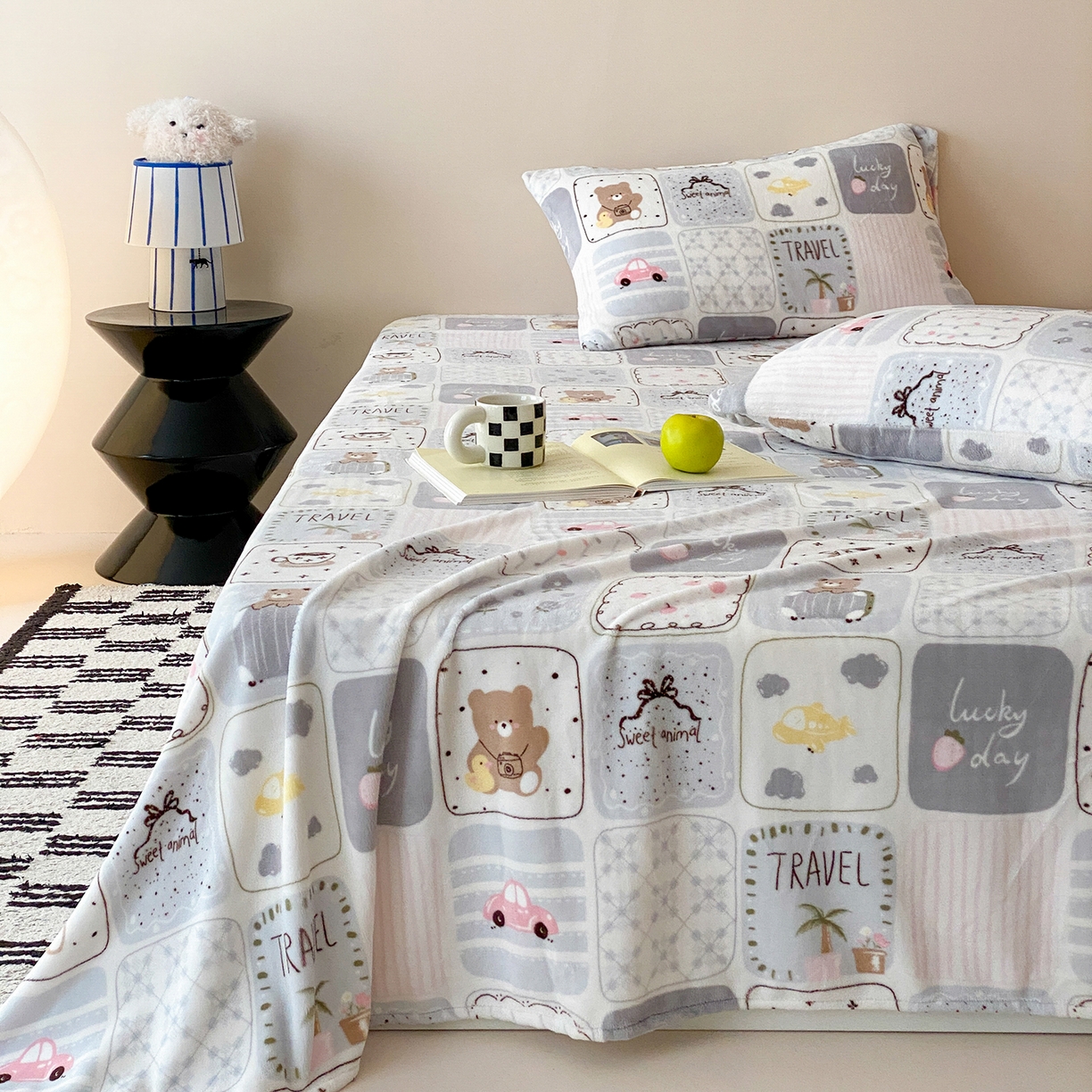 91家纺网 家纺一手货源 找家纺 （总）时光里 2025新款230克全消光印花牛奶绒系列单床单