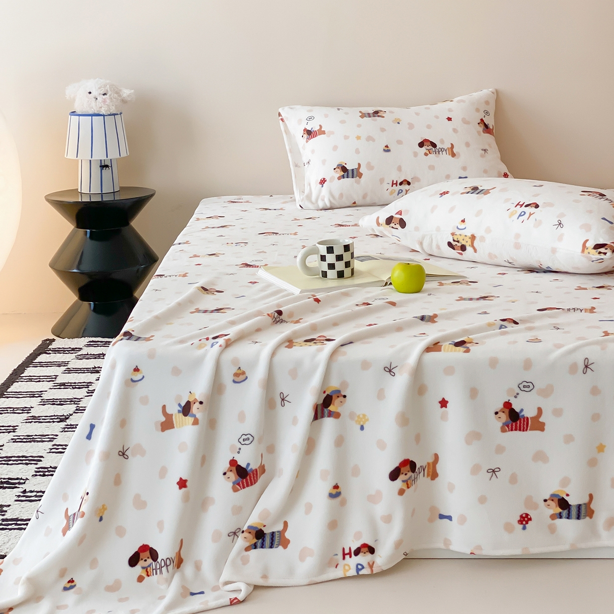 91家纺网 家纺一手货源 找家纺 （总）时光里 2025新款230克全消光印花牛奶绒系列单床单