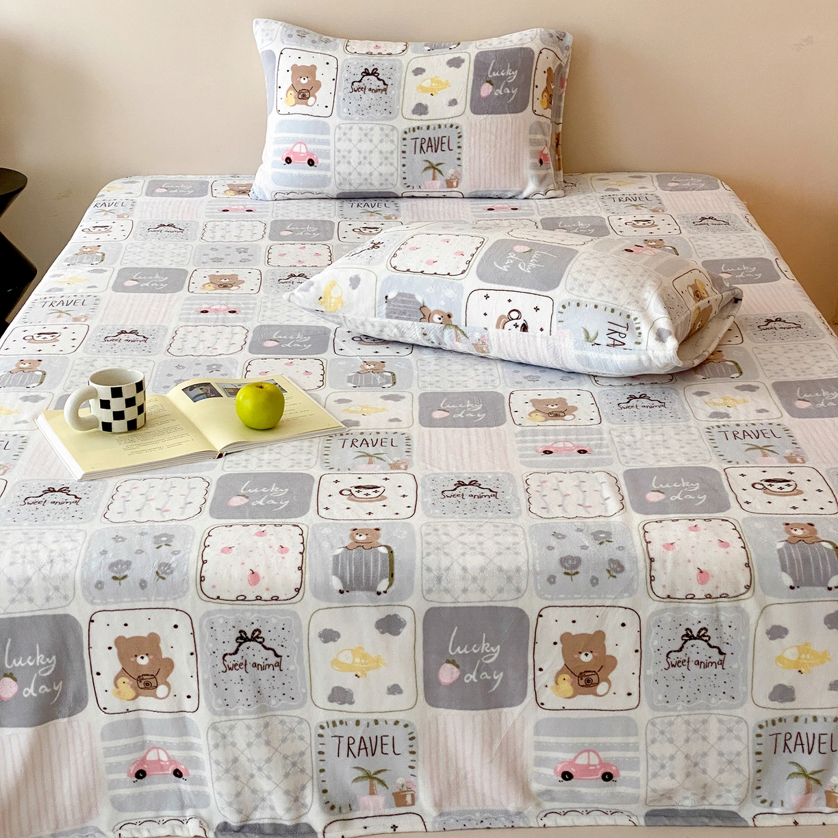 91家纺网 家纺一手货源 找家纺 （总）时光里 2025新款230克全消光印花牛奶绒系列单床单