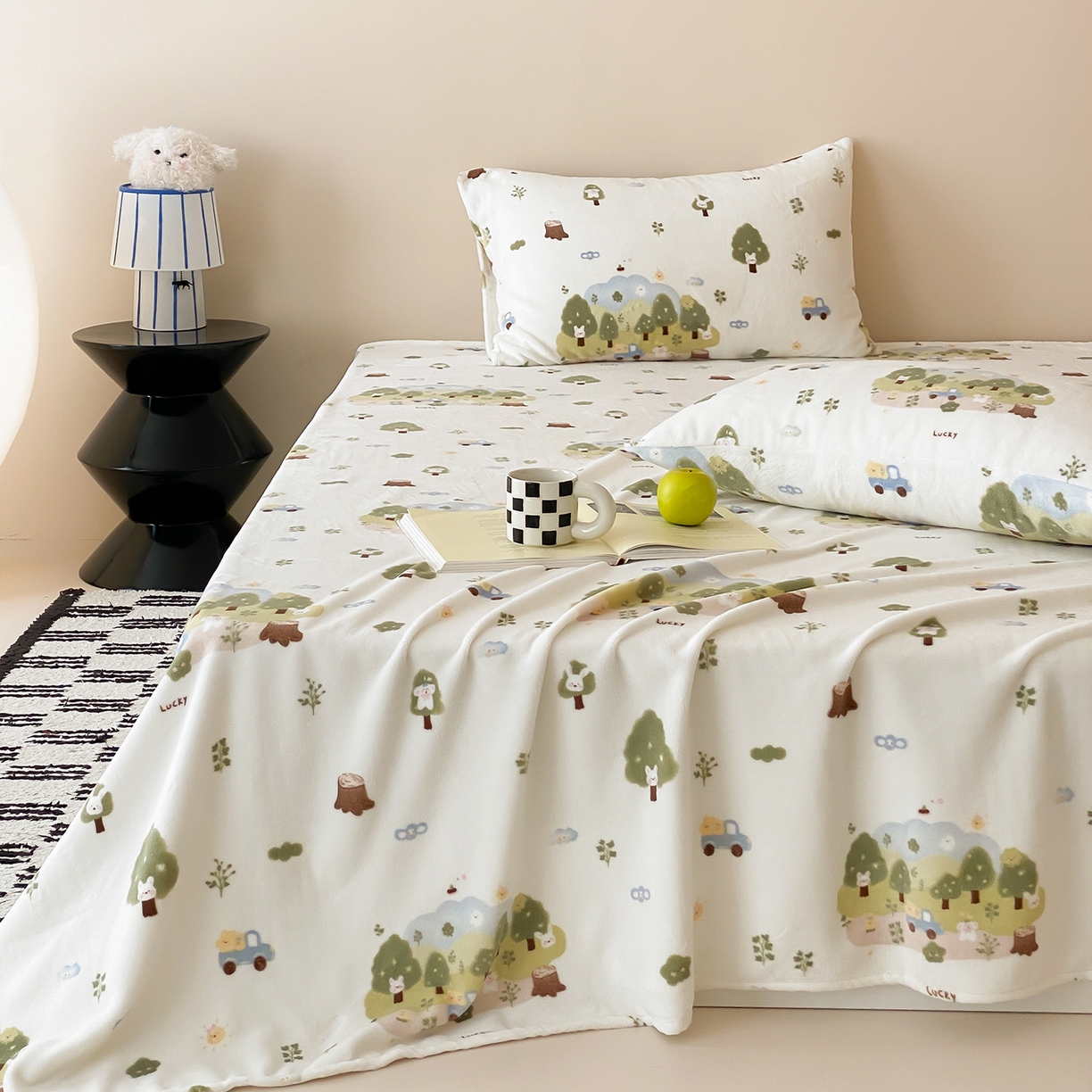 91家纺网 家纺一手货源 找家纺 （总）时光里 2025新款230克全消光印花牛奶绒系列单床单