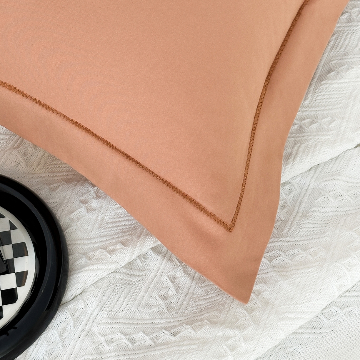 91家纺网 家纺一手货源 找家纺 宝时兰 2025新款加厚100%全棉枕套单品磨毛纯棉单件（带一字绣工艺） 琥珀橙