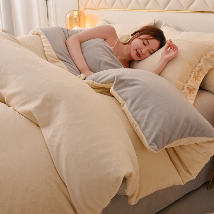 91家纺网 家纺一手货源 找家纺 （总）米奈家居 2025新款A类高克重婴儿绒四件套-吉娜系列