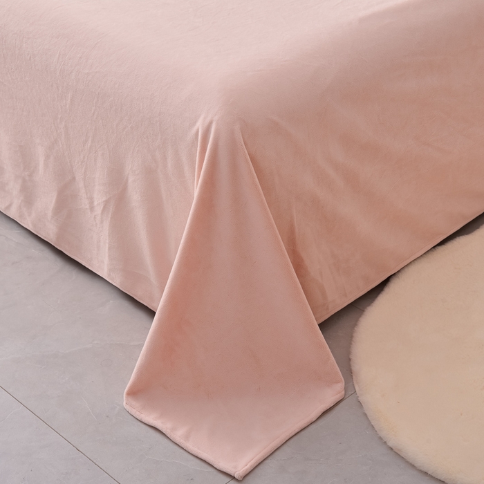 91家纺网 家纺一手货源 找家纺 米奈家居 2025新款A类高克重婴儿绒四件套-吉娜系列 淡雅粉