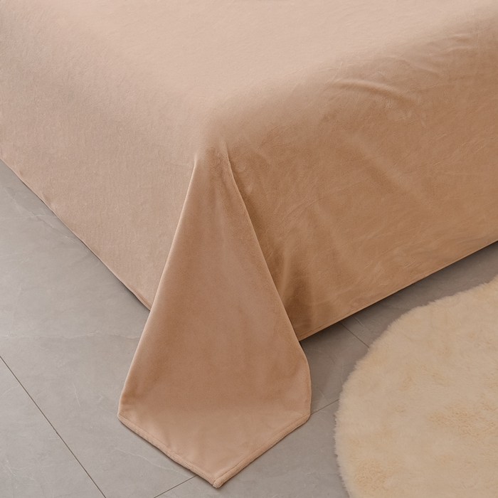 91家纺网 家纺一手货源 找家纺 米奈家居 2025新款A类高克重婴儿绒四件套-吉娜系列 浅杏色