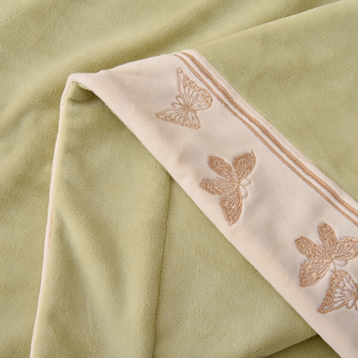 91家纺网 家纺一手货源 找家纺 米奈家居 2025新款A类高克重婴儿绒四件套-吉娜系列 豆沙绿