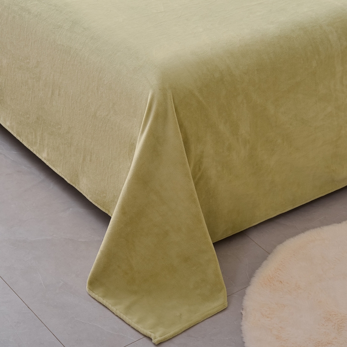 91家纺网 家纺一手货源 找家纺 米奈家居 2025新款A类高克重婴儿绒四件套-吉娜系列 豆沙绿