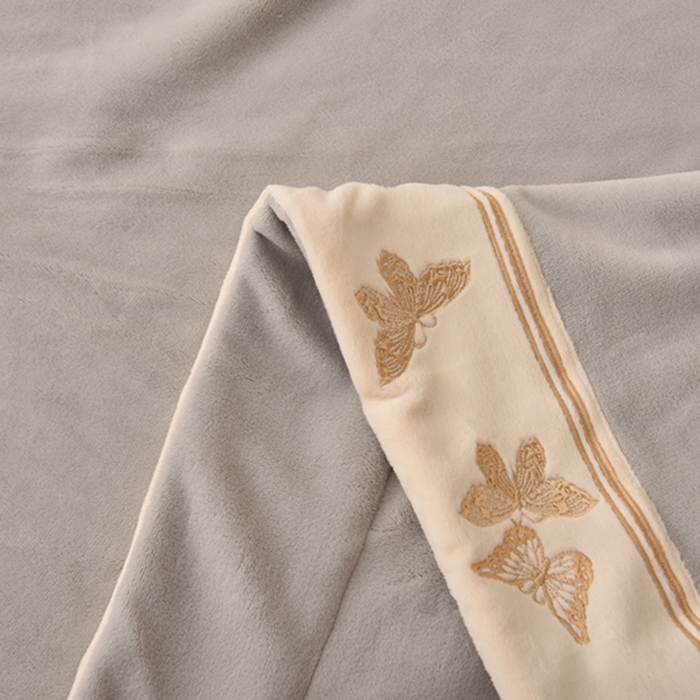 91家纺网 家纺一手货源 找家纺 米奈家居 2025新款A类高克重婴儿绒四件套-吉娜系列 绅士灰