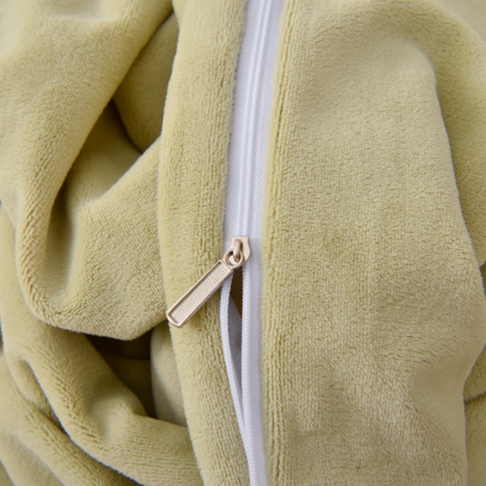 91家纺网 家纺一手货源 找家纺 米奈家居 2025新款A类高克重婴儿绒四件套-吉娜系列 豆沙绿