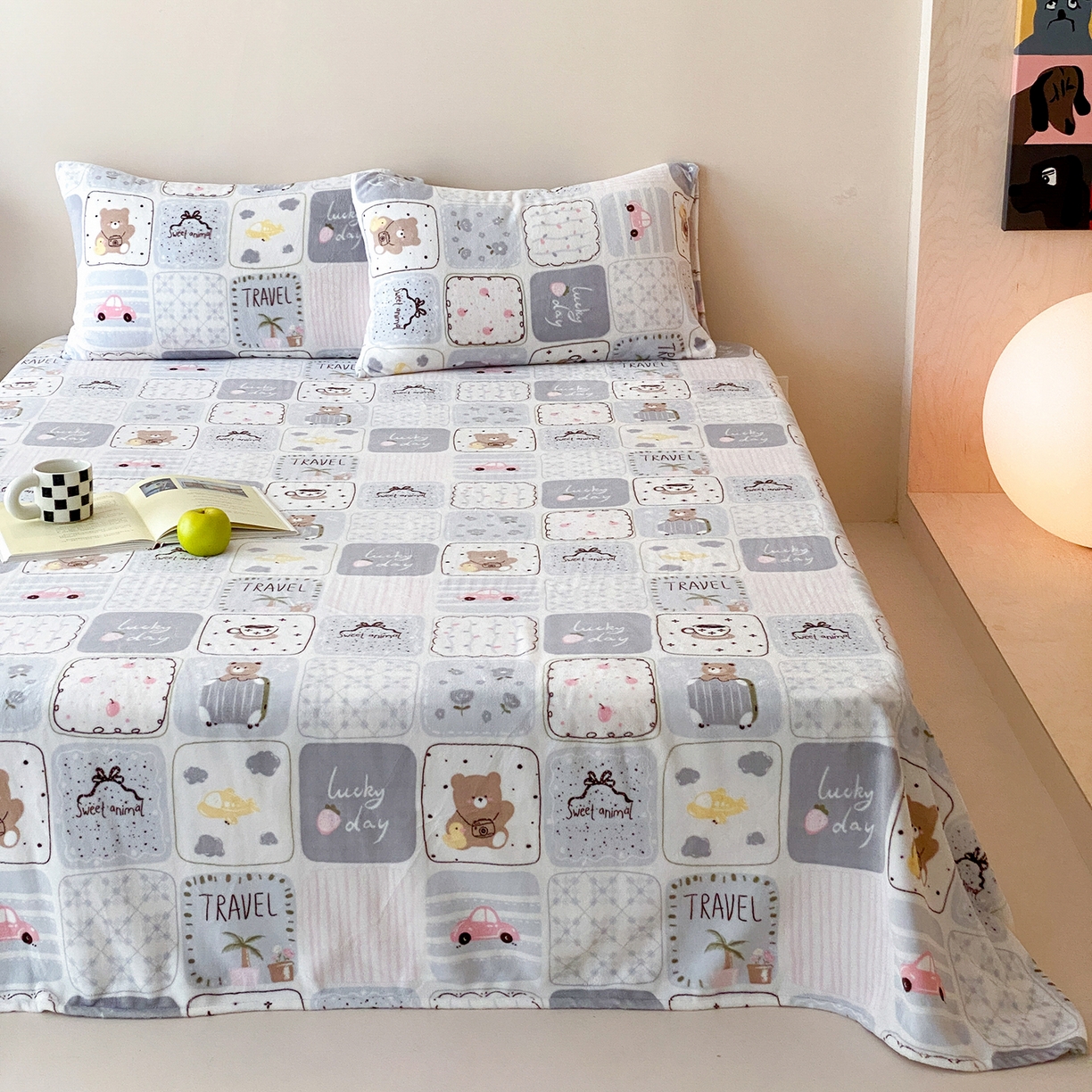 91家纺网 家纺一手货源 找家纺 （总）时光里 2025新款230克全消光印花牛奶绒系列单床单