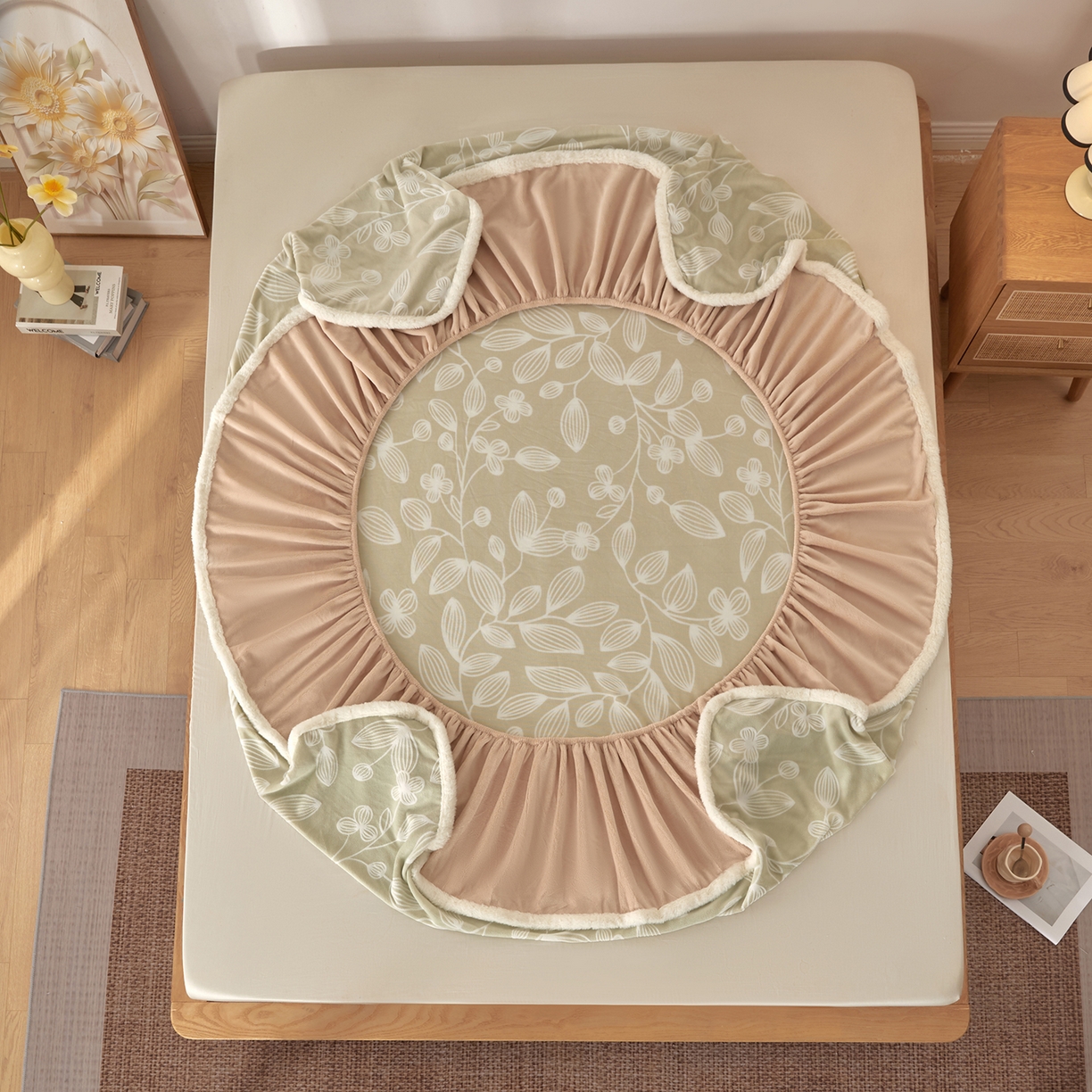 91家纺网 家纺一手货源 找家纺 绒城 2025新款高克重雕花牛奶绒单床笠床笠单件 简素