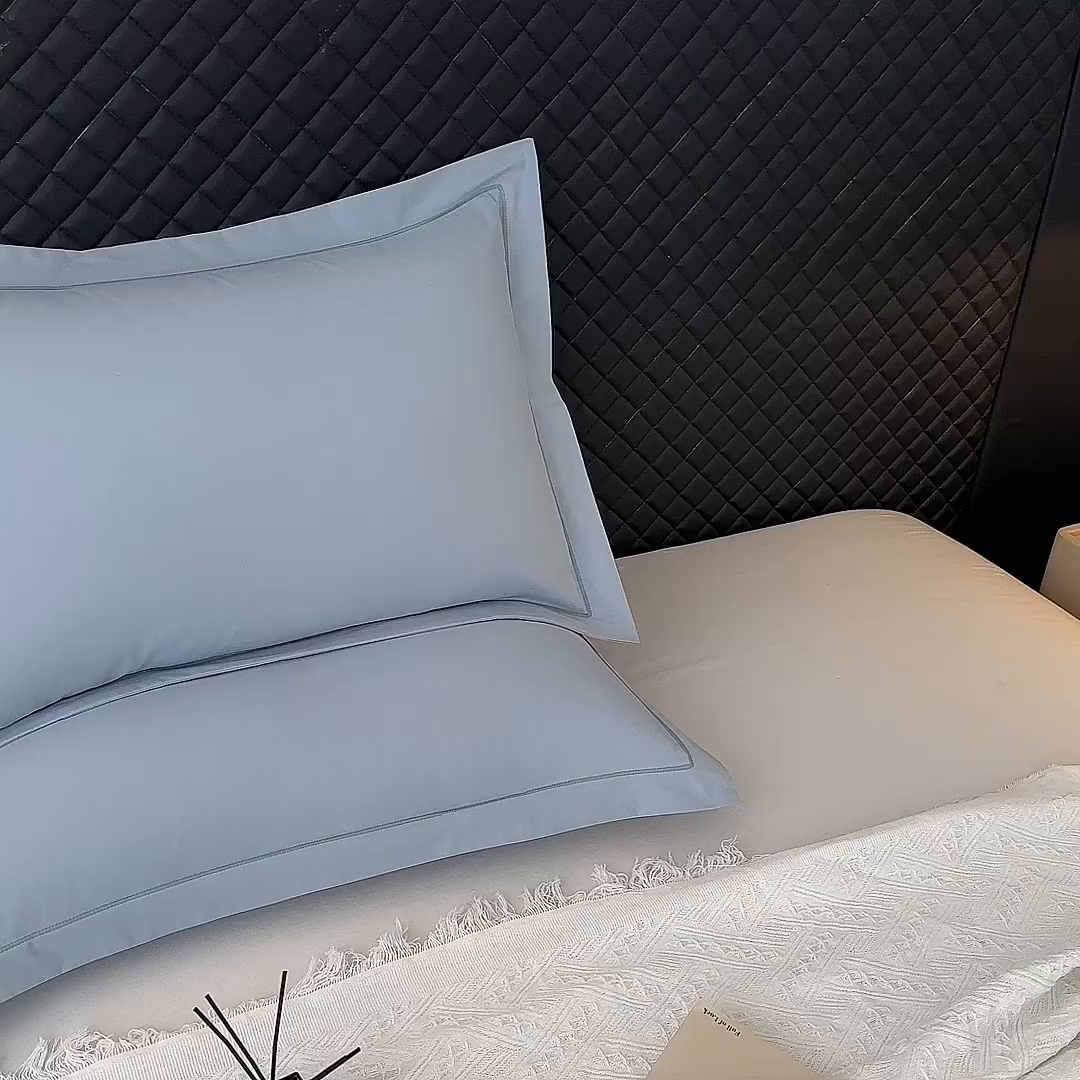 91家纺网 家纺一手货源 找家纺 宝时兰 2025新款加厚100%全棉枕套单品磨毛纯棉单件（带一字绣工艺） 晴山蓝