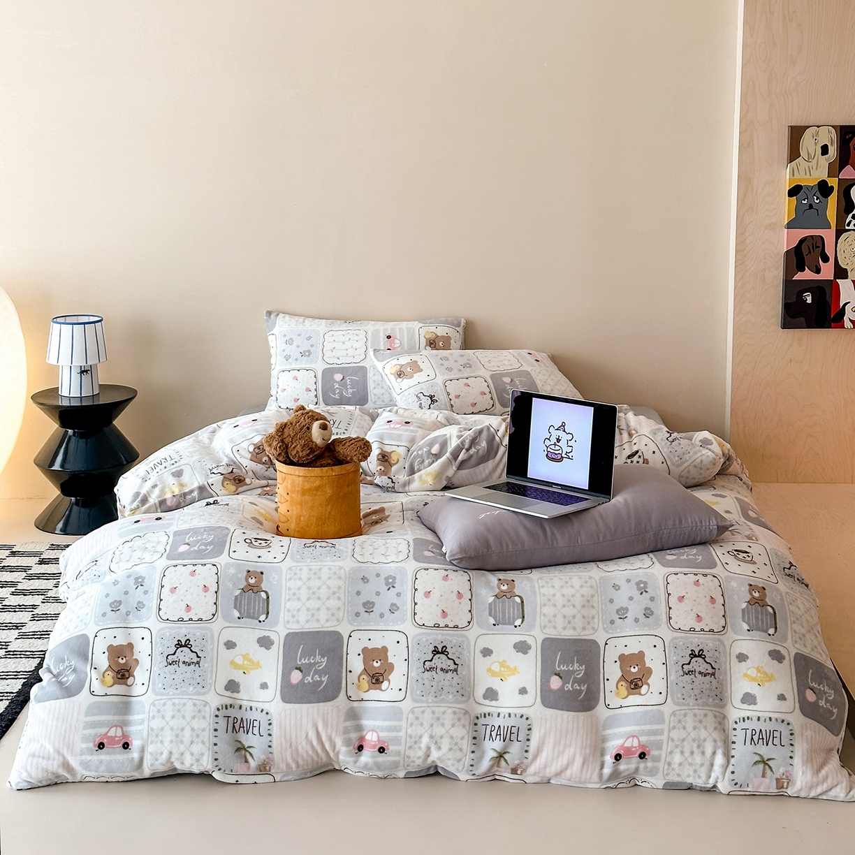 91家纺网 家纺一手货源 找家纺 （总）时光里 2025新款230克全消光印花牛奶绒系列单被套