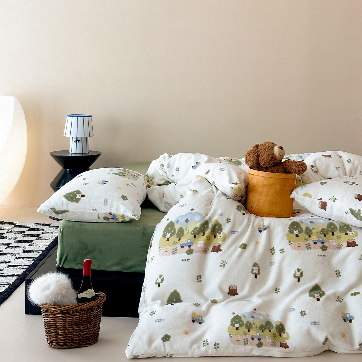 91家纺网 家纺一手货源 找家纺 （总）时光里 2025新款230克全消光印花牛奶绒系列单被套