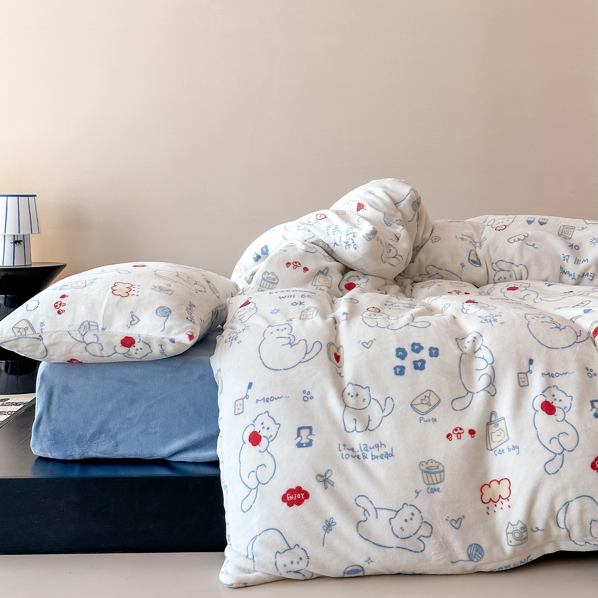 91家纺网 家纺一手货源 找家纺 （总）时光里 2025新款230克全消光印花牛奶绒系列单被套