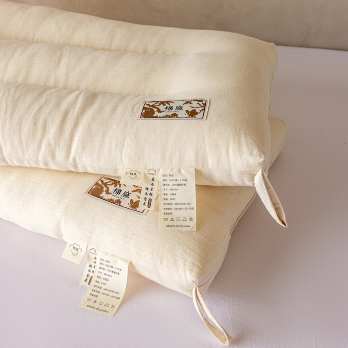 91家纺网 家纺一手货源 找家纺 （总）昕科 2025新款自然棉麻枕-生态棉麻枕头成人性价比亚麻枕芯