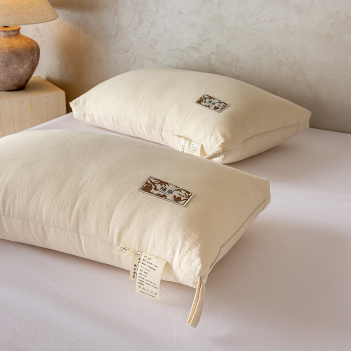 91家纺网 家纺一手货源 找家纺 昕科 2025新款自然棉麻枕-生态棉麻枕头成人性价比亚麻枕芯 自然棉麻枕-高枕/一只装