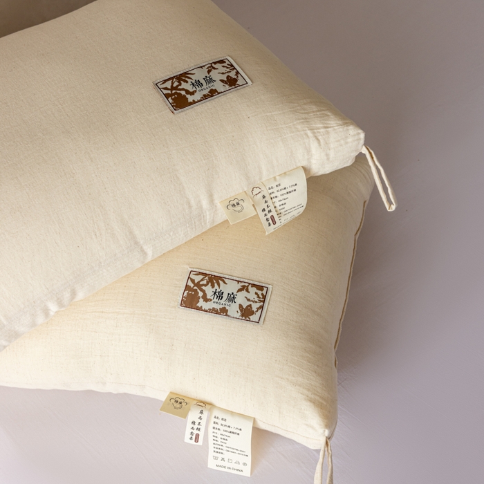91家纺网 家纺一手货源 找家纺 昕科 2025新款自然棉麻枕-生态棉麻枕头成人性价比亚麻枕芯 自然棉麻枕-高枕/一只装
