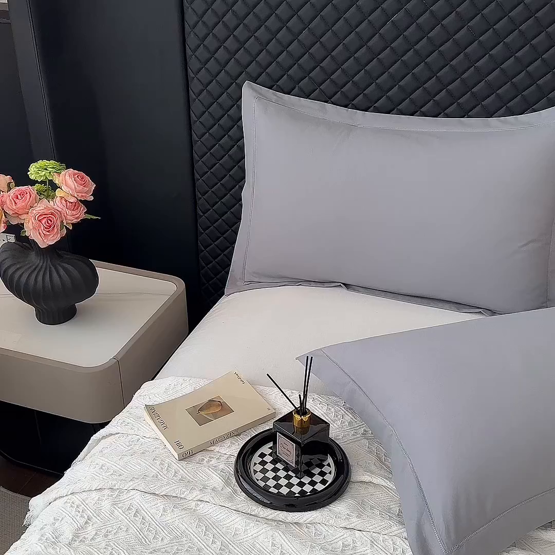 91家纺网 家纺一手货源 找家纺 宝时兰 2025新款加厚100%全棉枕套单品磨毛纯棉单件（带一字绣工艺） 深空灰