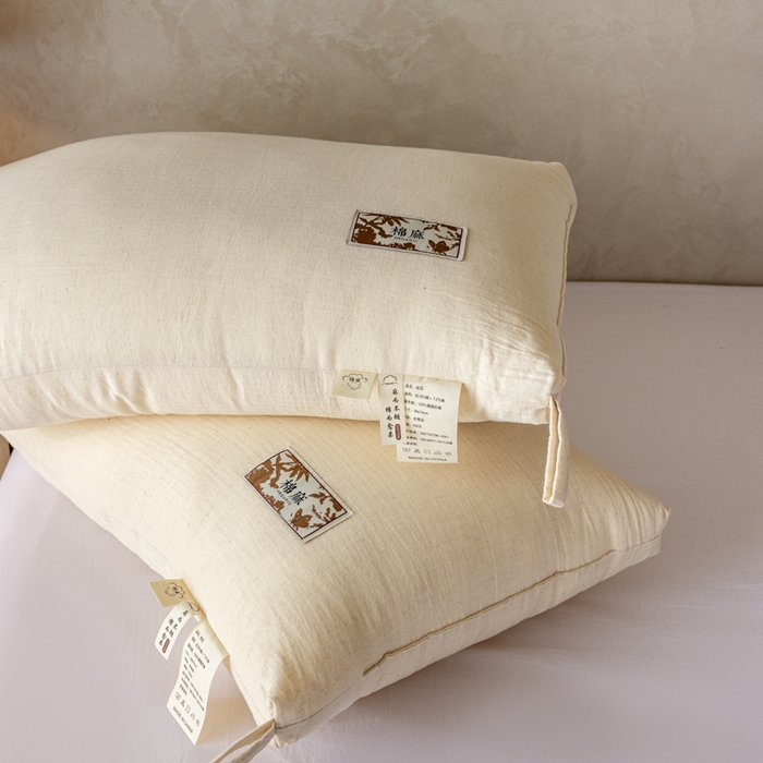 91家纺网 家纺一手货源 找家纺 昕科 2025新款自然棉麻枕-生态棉麻枕头成人性价比亚麻枕芯 自然棉麻枕-高枕/一只装