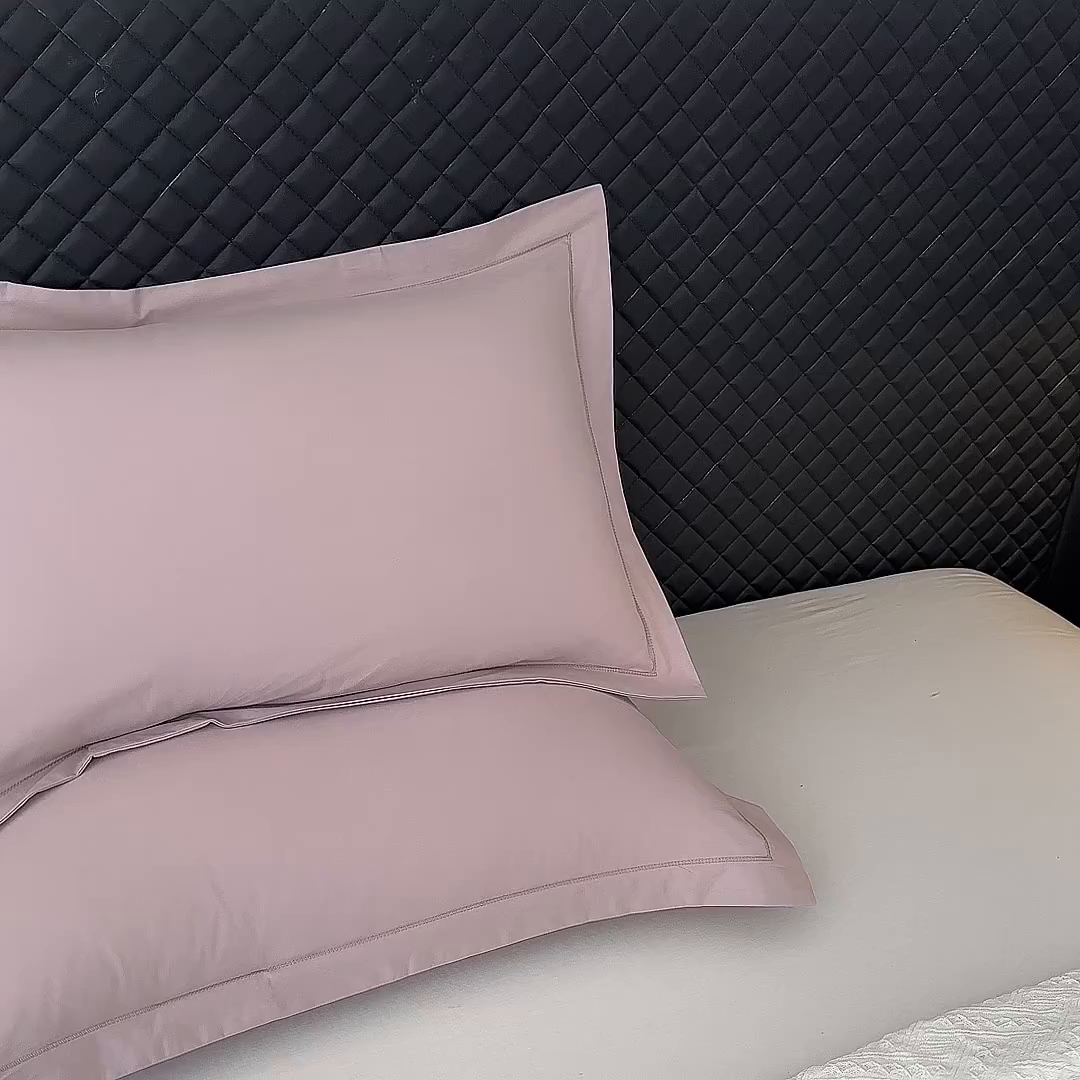 91家纺网 家纺一手货源 找家纺 宝时兰 2025新款加厚100%全棉枕套单品磨毛纯棉单件（带一字绣工艺） 烟粉紫