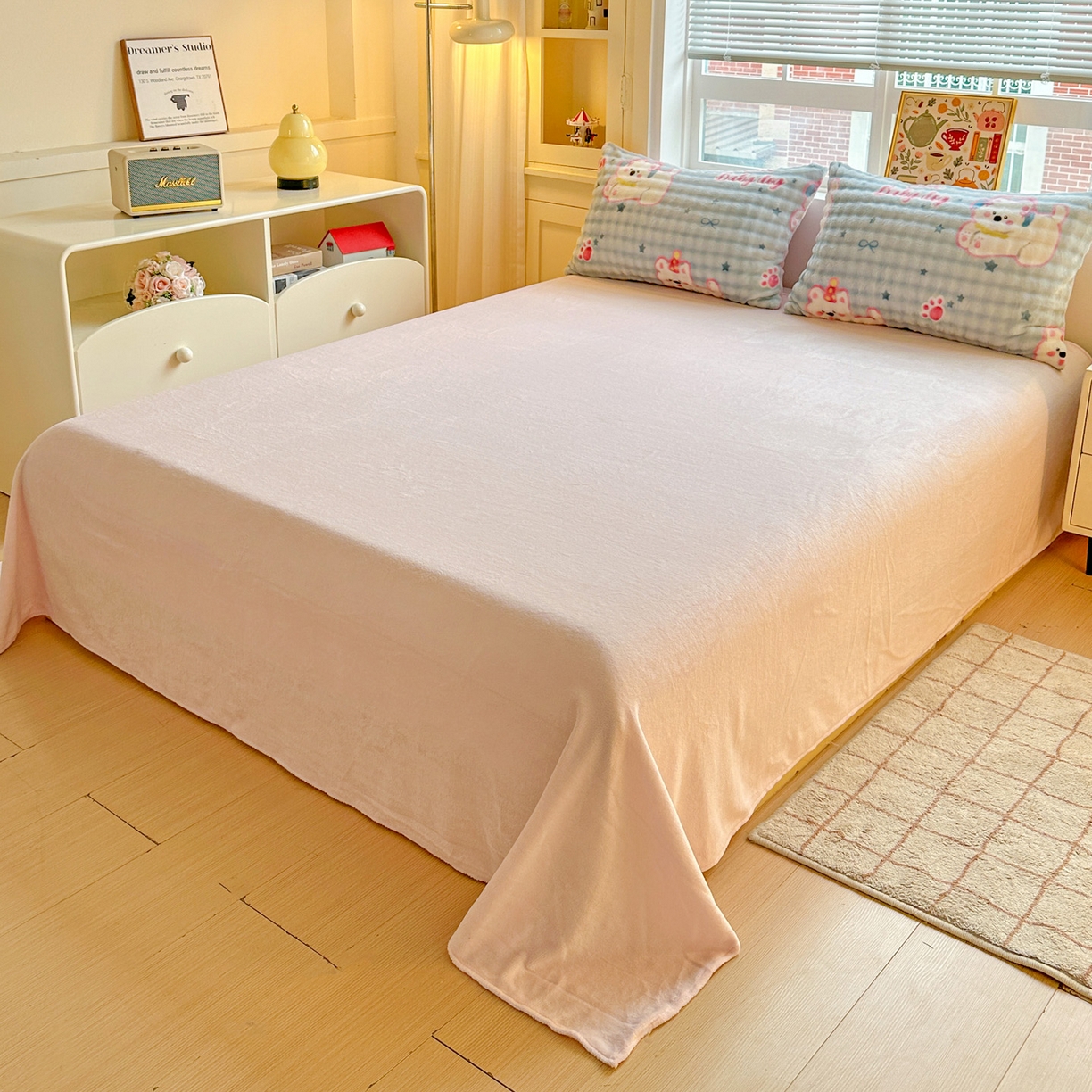 91家纺网 家纺一手货源 找家纺 N先生+V 13814689556 发大图/买家秀 2025新款260克高克重泡泡绒牛奶绒四件套 可爱西高地