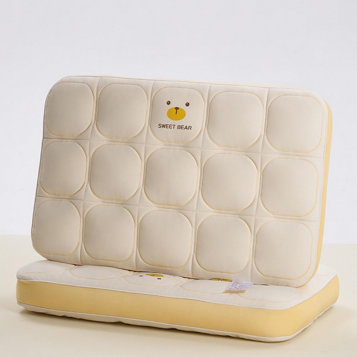 91家纺网 家纺一手货源 找家纺 昕科 2025新款小熊豆乳面包枕-乳胶片定型枕头卡通萌趣成人立体枕芯 豆乳面包枕-白色/一对装