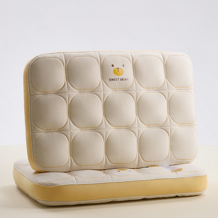 91家纺网 家纺一手货源 找家纺 昕科 2025新款小熊豆乳面包枕-乳胶片定型枕头卡通萌趣成人立体枕芯 豆乳面包枕-白色/一只装