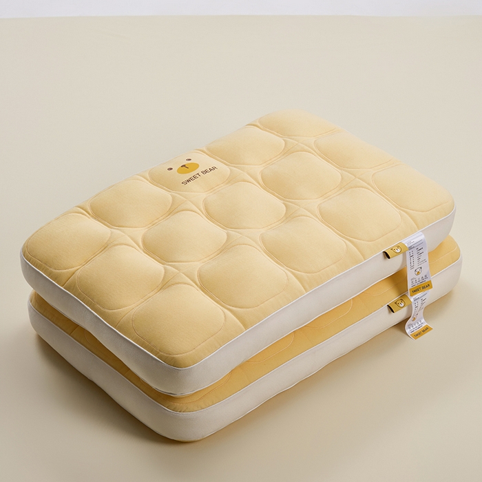 91家纺网 家纺一手货源 找家纺 昕科 2025新款小熊豆乳面包枕-乳胶片定型枕头卡通萌趣成人立体枕芯 豆乳面包枕-黄色/一只装