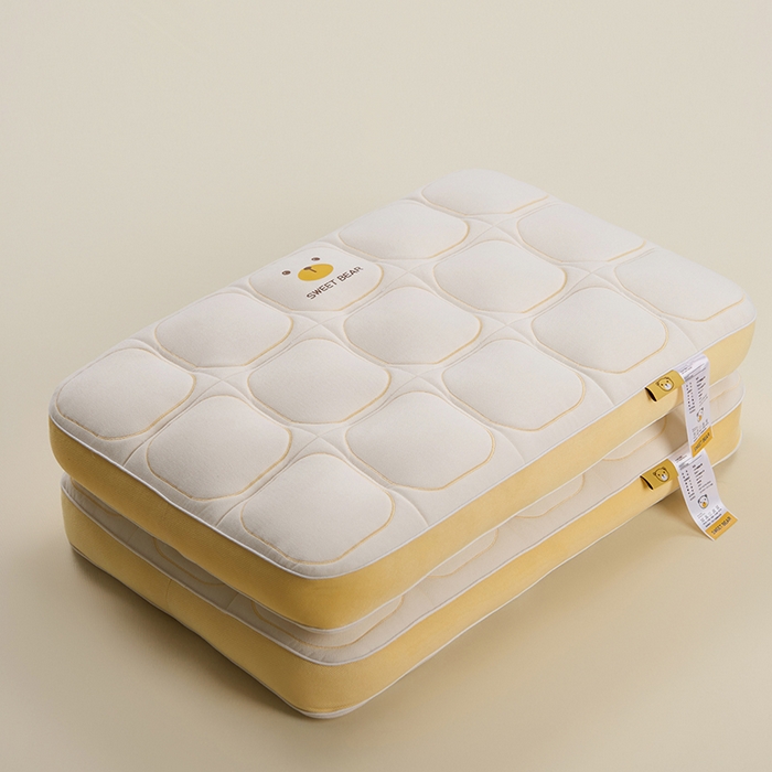 91家纺网 家纺一手货源 找家纺 昕科 2025新款小熊豆乳面包枕-乳胶片定型枕头卡通萌趣成人立体枕芯 豆乳面包枕-白色/一对装