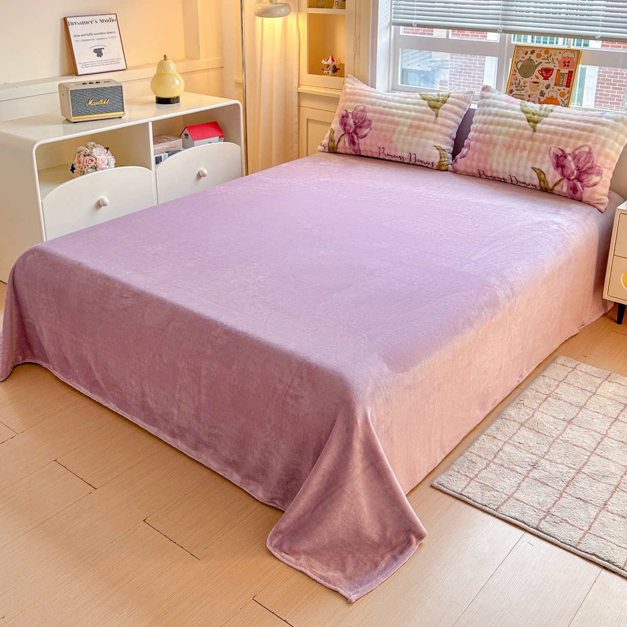 91家纺网 家纺一手货源 找家纺 N先生+V 13814689556 发大图/买家秀 2025新款260克高克重泡泡绒牛奶绒四件套 漫漫花香