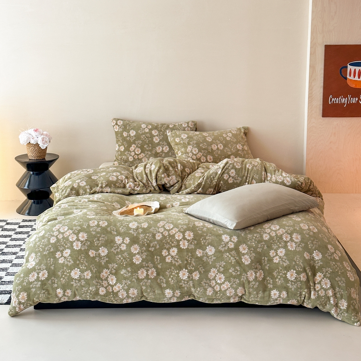 91家纺网 家纺一手货源 找家纺 时光里 2025新款230克全消光印花10色专版花型四件套 小雏菊