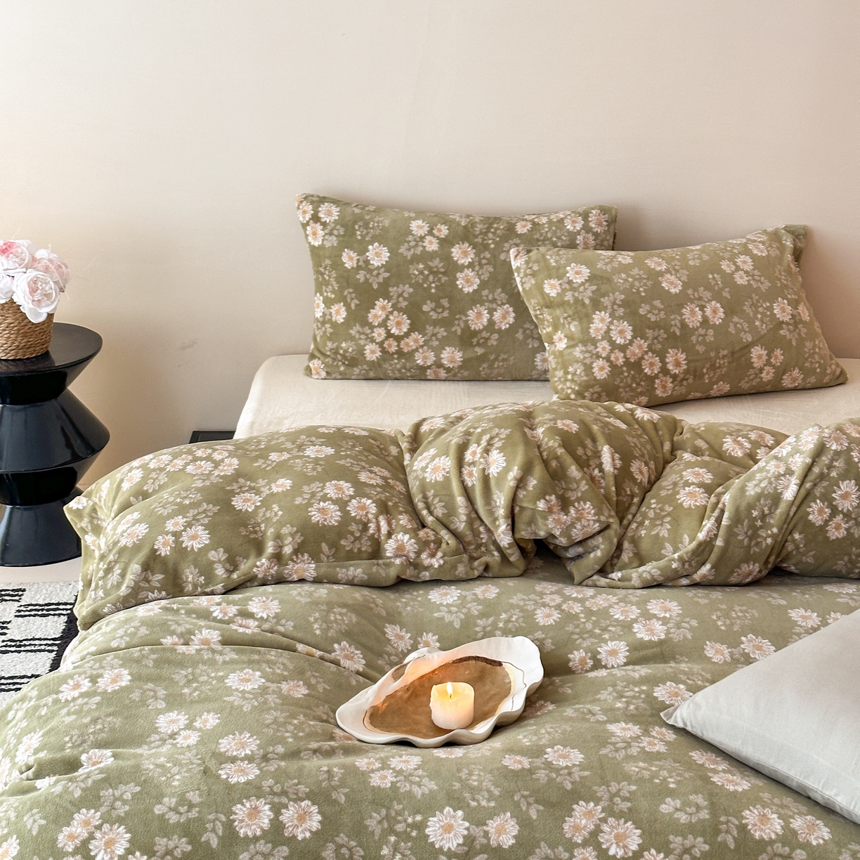 91家纺网 家纺一手货源 找家纺 时光里 2025新款230克全消光印花10色专版花型四件套 小雏菊