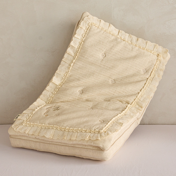 91家纺网 家纺一手货源 找家纺 （总）昕科 2025新款双层可拆花边棉麻蚕丝枕-二合一可拆蚕丝棉麻枕头棉麻成人枕芯